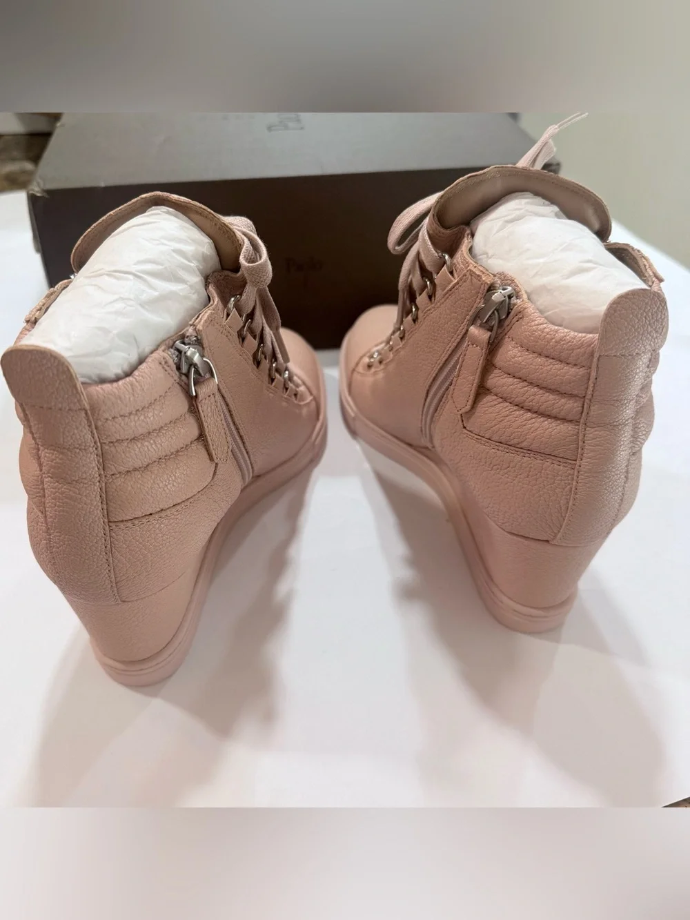Paolo Blush Pink Wedge High-Top Sneakers